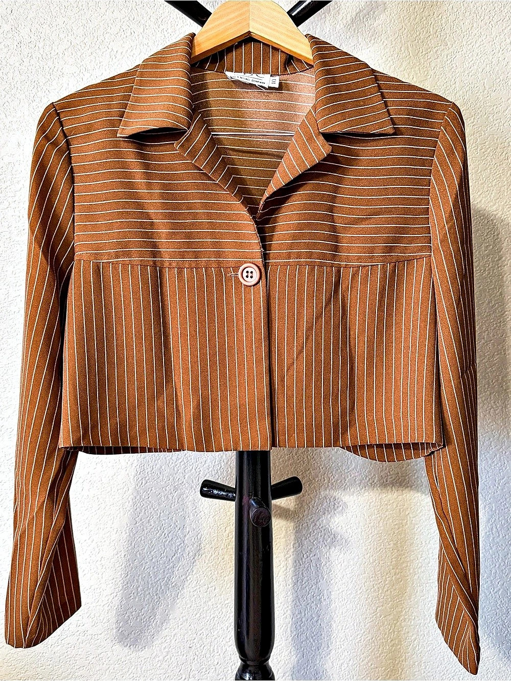 CDC Striped Cropped Blouse Brown & White